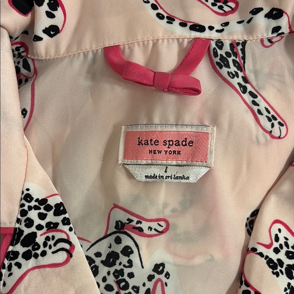 Silky Kate Spade Blush Jaguar Pajama Set - L - Picture 2 of 6